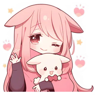 👋 3187d3ae anime, kawaii, cute, cartoon, character, pink, doll telegram sticker