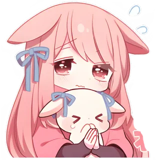 🙏 9ff2ba21 anime girl, cute, kawaii, sad, crying, cartoon, pink telegram sticker