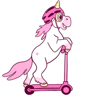 🥳 11db6e03 единорог, самокат, шлем, милый, розовый, животное, мультфильм, каваи whatsapp sticker