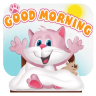 ☀️ 46b8ca95 GOOD MORNING доброе утро, кот, милый, мультфильм, приветствие, утро telegram sticker