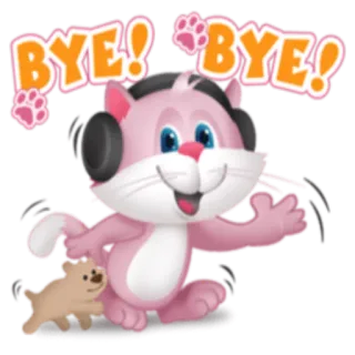 ✋ e9c843d6 BYE! BYE! кот, до свидания, прощание, мультфильм, милый, машет telegram sticker