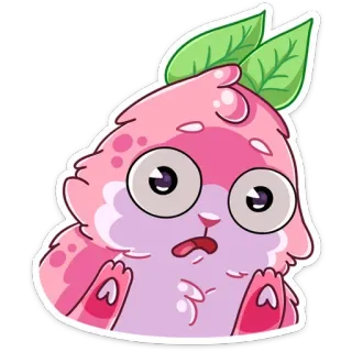 😳 0609ce00 stiker, kartun, binatang, merah muda, lucu, ekspresi, terkejut, kejutan whatsapp sticker