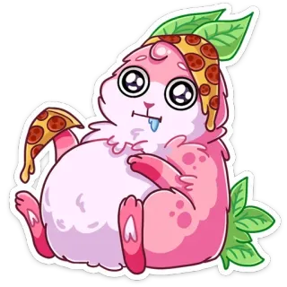 🍕 d7fcf67e stiker, pizza, kawaii, lucu, binatang, kartun, merah muda, makanan, mata whatsapp sticker