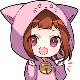 ✊ 7102bd3f Anime, Chibi, Dễ thương, Kawaii, Manga, Áo hoodie mèo, Hồng telegram sticker