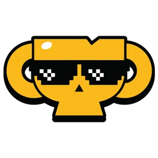 😎 379c87bb Emas, Kacamata piksel, Tengkorak, Keren, Ikon telegram sticker