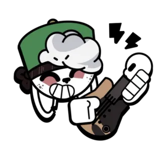 🎸 40a46bdc kreskówka, królik, gitara, gra na muzyce, animacja telegram sticker