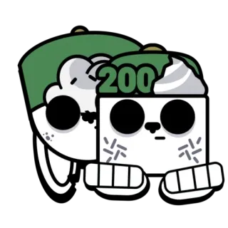 🍰 8ff1fd5f 200 numer, kostka, kreskówka, postać, naklejka telegram sticker