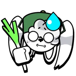 🥦 9c178d0a Kreskówka, Królik, Por, Kropla potu, Postać, Słodkie, Ilustracja telegram sticker