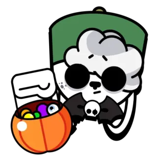 🎃 a8ef145a kreskówka, halloween, czaszka, cukierek, wiaderko, potwór, postać telegram sticker