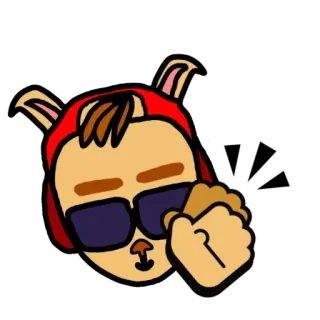 👏 f3540d36 Cartoon, Tier, Sonnenbrille, Roter Hut, Figur, Ohren telegram sticker