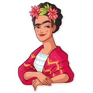 😏 47419800 Frida Kahlo 프리다 칼로, 화가, 멕시코, 초상화, 꽃 telegram sticker