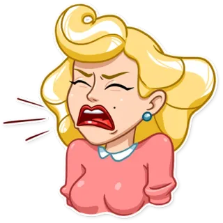 😫 4b7287c2 卡通, 女人, 金发, 愤怒, 表情 telegram sticker