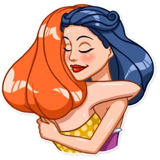 🤗 800f7867 女人, 拥抱, 卡通, 友谊, 爱, 感情 telegram sticker