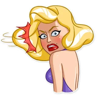 😡 972c5607 女人, 卡通, 金发, 沮丧, 生气, 角色 telegram sticker