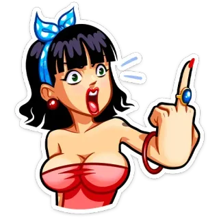 🖕 48b01321 女人, 卡通, 中指, 冒犯, 手势, 粗鲁 telegram sticker