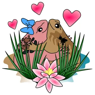 ❤️ f6db5547 kikker, liefde, cartoon, schattig, dier, sticker, kawaii, amfibie telegram sticker