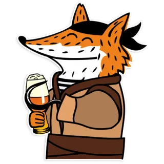 😌 6d147849 fox, beer, animal, drink, cartoon, character whatsapp sticker