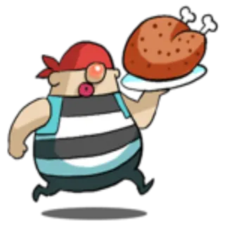🍗 81c32598 pirata, comida, desenho animado, prato telegram sticker