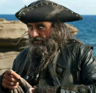 🤨 100a186b Blackbeard Pirates of the Caribbean pirate, beard, ship, captain, ocean telegram sticker