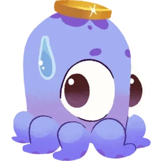 😐 78fbd366 cartoon, cute, octopus, kawaii, purple, crown telegram sticker