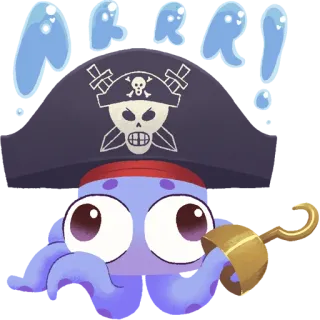 🏴‍☠️ de0f8b75 AR! pirate, skull, cartoon, octopus, hook, sea, animal, adventure telegram sticker