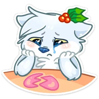💔 3e7270ec smutny, płacz, złamane serce, kreskówka, naklejka, zwierzę, wilk whatsapp sticker