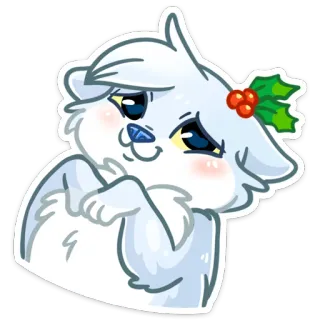 ☺️ 772e3aa3 słodkie, kot, zwierzę, naklejka, kreskówka, zima, ostrokrzew, Boże Narodzenie whatsapp sticker