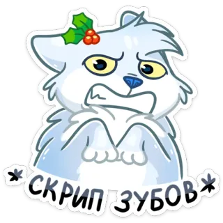 😡 b53bba7b СКРИП ЗУБОВ kot, zły, rosyjski, zgrzytanie zębami, zęby, Boże Narodzenie, święto whatsapp sticker