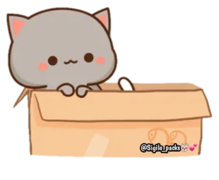 😊 4a71208d @Sigilo_packs кот, милый, каваий, мультфильм, коробка, животное telegram sticker