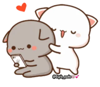 🤗 904923b1 милый, кот, любовь, сердце, пара, телефон telegram sticker