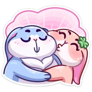 ☺️ 07dfcfb2 Hase, Kaninchen, Liebe, Kuss, süß, Tier, Cartoon telegram sticker