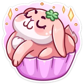 ☺️ 4350e6c6 Hase, niedlich, Cupcake, rosa, Tier, Aufkleber telegram sticker