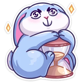 ⏳ 748ad8e6 Hase, Sanduhr, Warten, Zeit, Cartoon, Süß, Funkeln telegram sticker