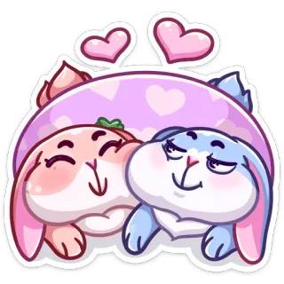 💑 7afa76ff Hase, Häschen, Tier, Cartoon, süß, Liebe, Herzen, Kawaii telegram sticker