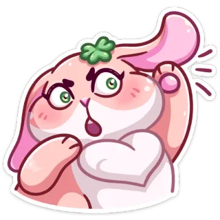 👂 ad48ae27 Hase, Kaninchen, niedlich, Cartoon, Tier, vierblättriges Kleeblatt, kawaii telegram sticker