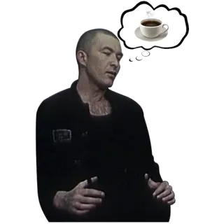 ☕ 8bd3536d 男, コーヒー, 考えている, ポートレート telegram sticker