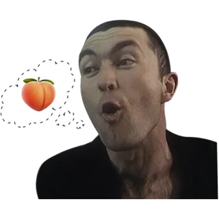 🍑 a26f7aab 絵文字, フルーツ, 桃, 考えてる, 顔, 男 telegram sticker