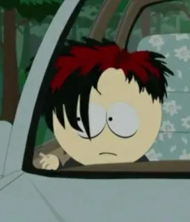 🖕 0dc121a5 Pete Thelman South Park Южный Парк, Пит Телман, гот, мультфильм, персонаж, машина telegram sticker