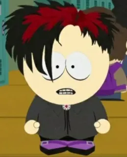 🖕 3348b077 Pete Thelman South Park Южный парк, Пит Телман, гот, мультперсонаж, Comedy Central, мультсериал telegram sticker