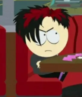 🖕 5d2374f8 Pete Thelman South Park Пит Тельман, Южный Парк, гот, персонаж telegram sticker