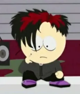 🖕 863ac58f Pete Thelman South Park Готик кид, Мультфильм, Эмо, Анимированный, Задумчивый, South Park telegram sticker