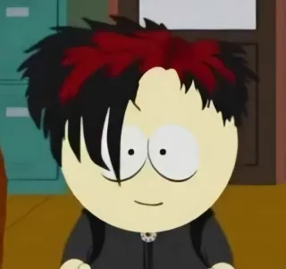 🖕 89f4d863 Pete Thelman South Park Пит Тельман, Южный Парк, гот, мультфильм, анимированный, персонаж telegram sticker