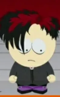 🖕 9299fce5 Pete Thelman South Park Южный парк, Пит Тельман, Гот, Мультфильм, Персонаж, Анимация telegram sticker