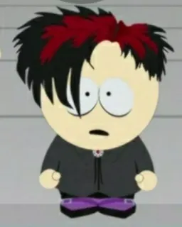 🖕 b6788b88 Goth Kid South Park Южный Парк, Гот, мультфильм, персонаж, гот telegram sticker