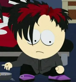 🖕 badd0d5e Goth Kid South Park гот, курение, сигарета, южный парк, мультфильм, персонаж telegram sticker