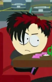 🖕 e235ec8b Butters Stotch South Park мультфильм, анимированный, Баттерс, Южный парк, Гот Баттерс, персонаж, смешной telegram sticker