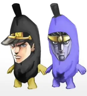 🤩 04d878d2 banaan, anime, JoJo's Bizarre Adventure, Jotaro Kujo, Dio Brando, meme, grappig, cartoon telegram sticker