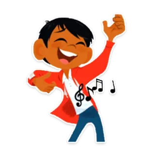 😙 6f84d7d6 animé, musique, dessin animé, joyeux, chantant, dansant telegram sticker