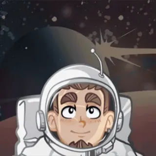 🪐 40872650 astronauta, kosmos, kreskówka, przestrzeń kosmiczna, odkrywca, kombinezon telegram sticker