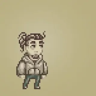 👊 efb96970 Pixel art, Postać, Mężczyzna, Bluza z kapturem, Neutralny wyraz twarzy telegram sticker